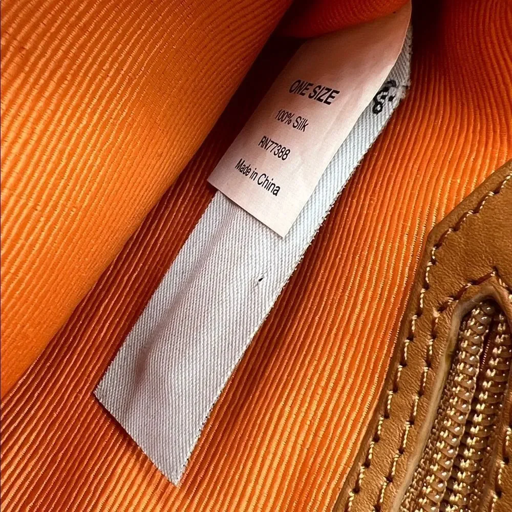 J. Crew Vintage Y2K Silk Tie Print Shoulder Bag Pink Orange Black Stripe Chain